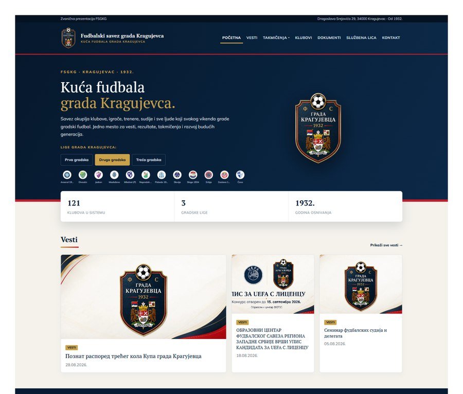 Novi sajt Fudbalskog Saveza Grada Kragujevca