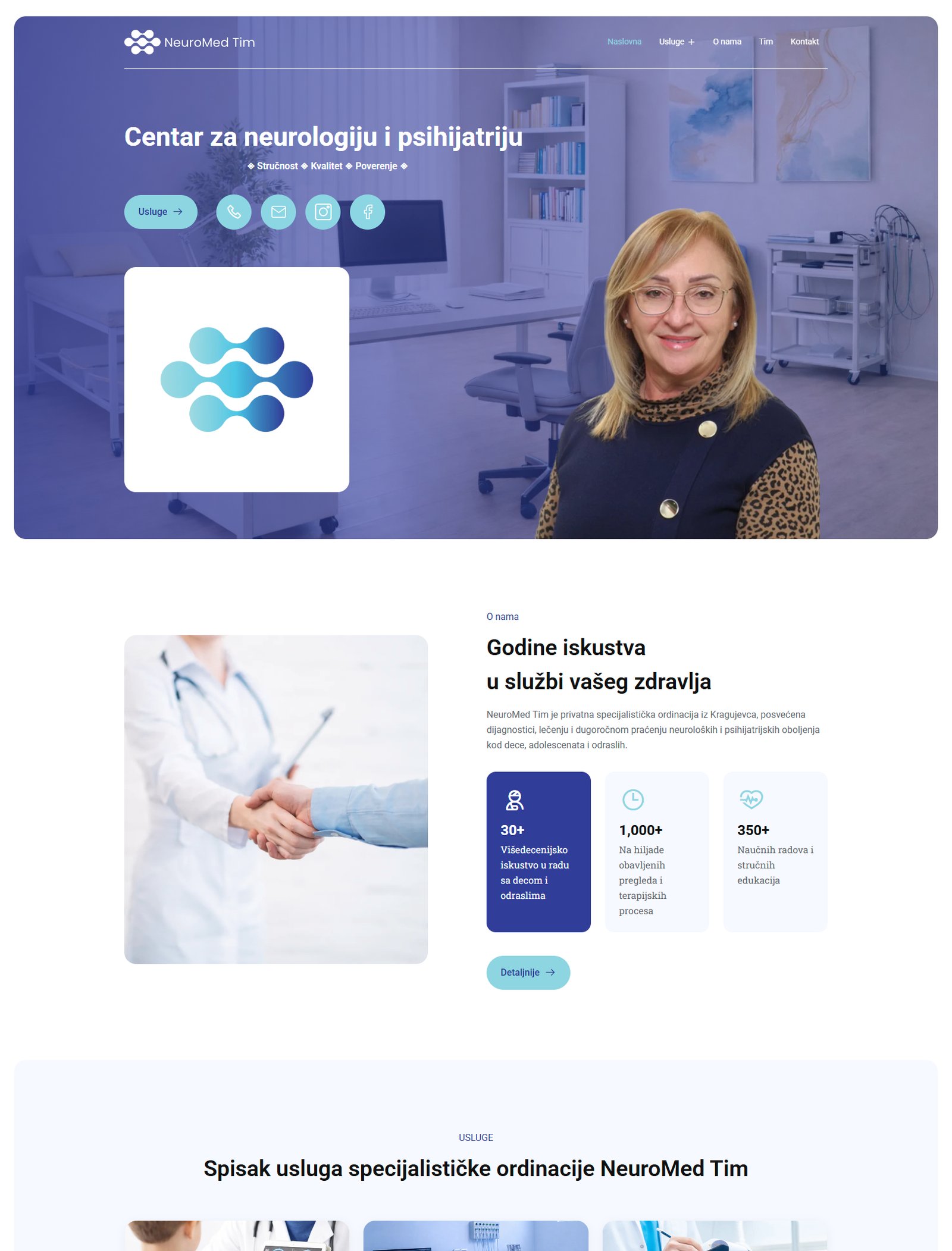 NeuroMed sajt sa novim vizuelnim identitetom i predstavljanjem ordinacije